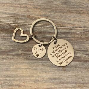 Silver thank you gift key chain